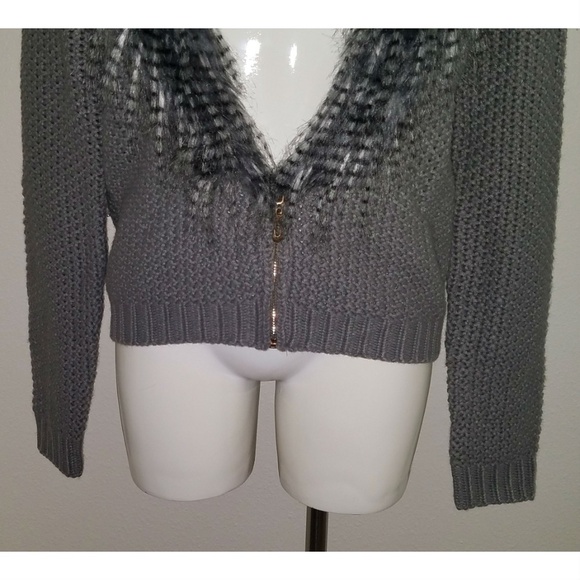 Matilda by True Love Gray Knit Cardigan Feathers Size Small - Picture 3 of 10